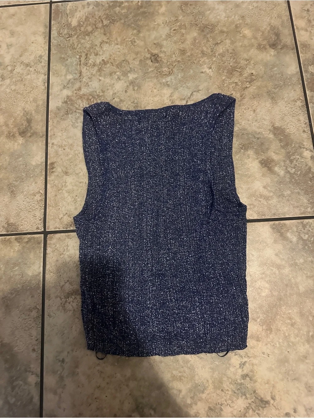 House of Harlow Blue Glitter Tank Top